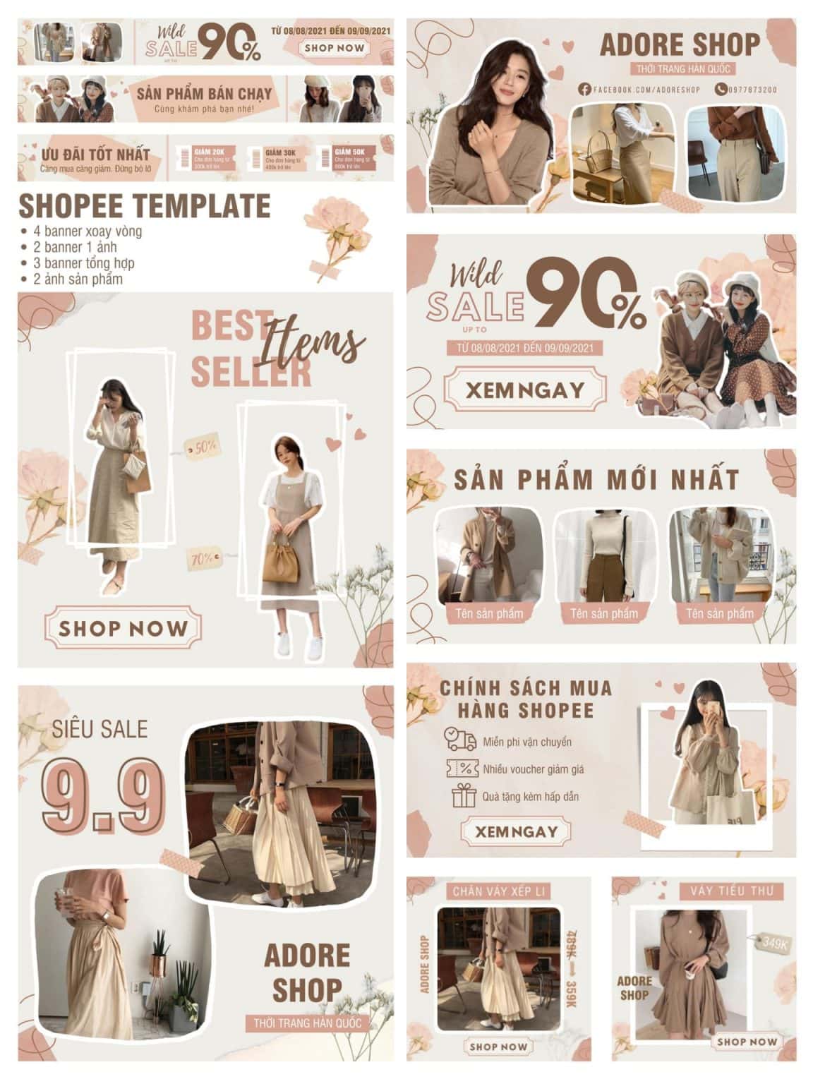 Template Shopee miễn phí và Cách trang trí gian hàng Shopee Bình Minh