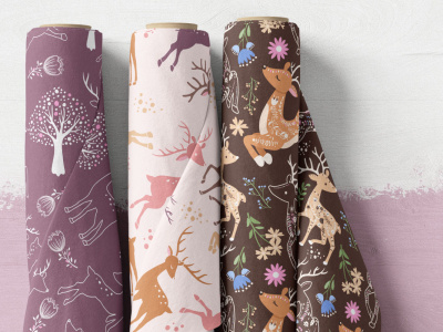 cute folk reindeer seamless patterns graphics 70094923 6