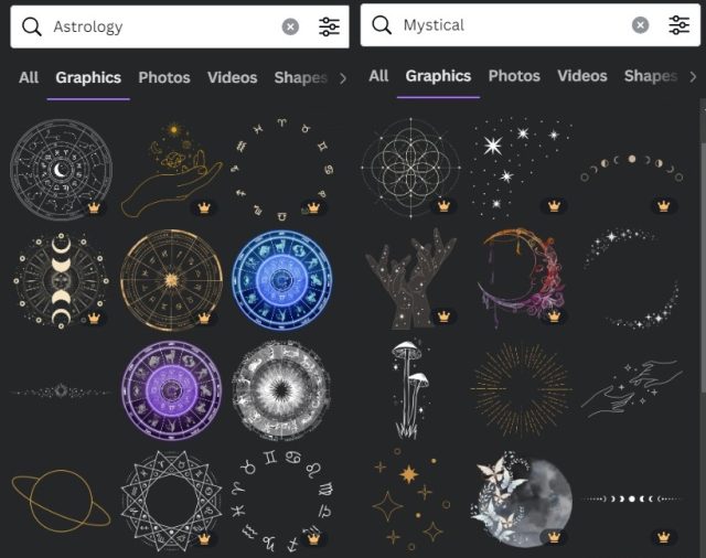 Canva Mystical and Astronomy Elements