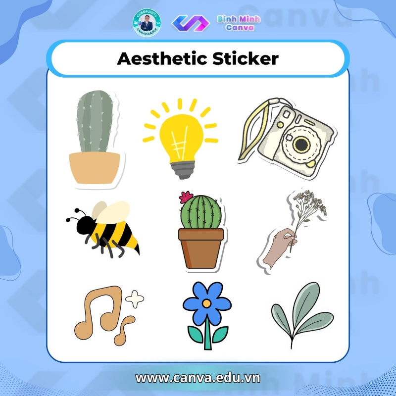 Từ khóa trên Canva chủ đề STICKER - Aesthetic Sticker