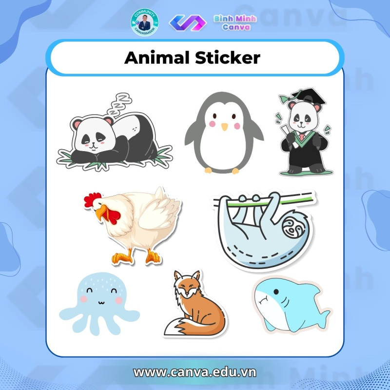 Từ khóa trên Canva chủ đề STICKER - Animal Sticker