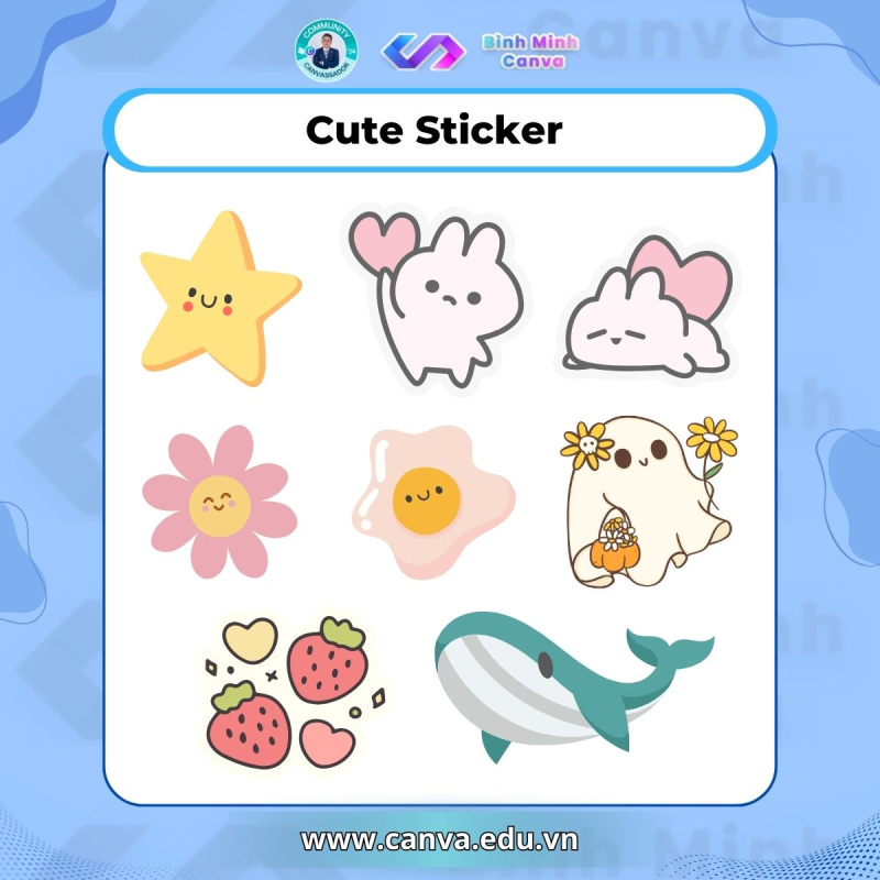 Từ khóa trên Canva chủ đề STICKER - Cute Sticker