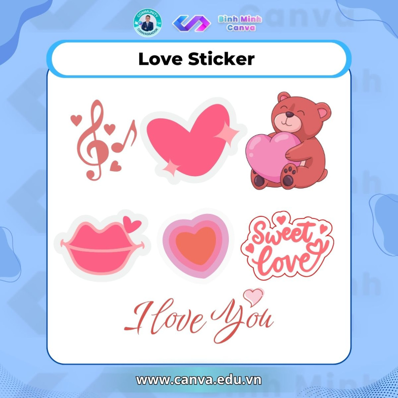 Từ khóa trên Canva chủ đề STICKER - Love Sticker