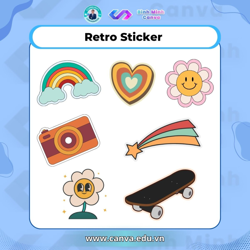Từ khóa trên Canva chủ đề STICKER - Retro Sticker