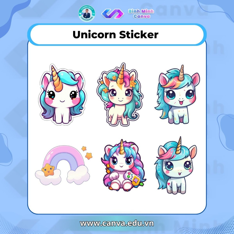 Từ khóa trên Canva chủ đề STICKER - Unicorn Sticker
