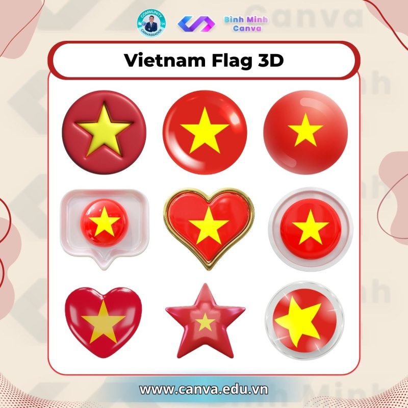Bình Minh Canva - Từ khóa chủ đề Vietnam Flag - Vietnam Flag 3D