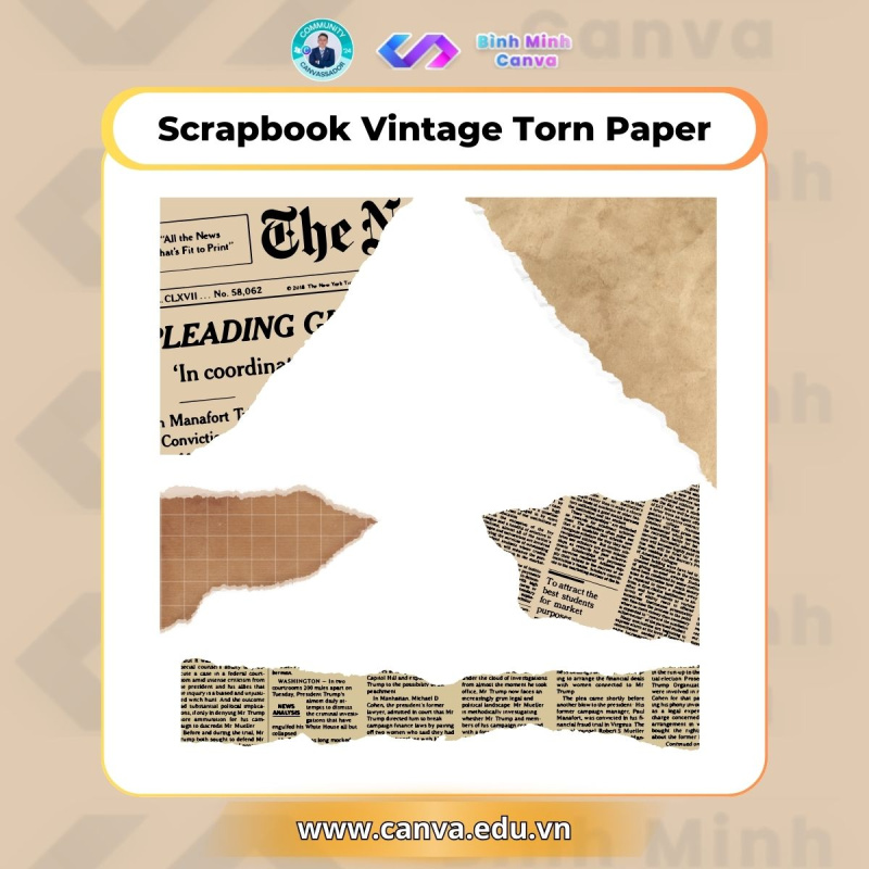 Bình Minh Canva - Từ khóa chủ đề Vintage - Scrapbook Vintage Torn Paper