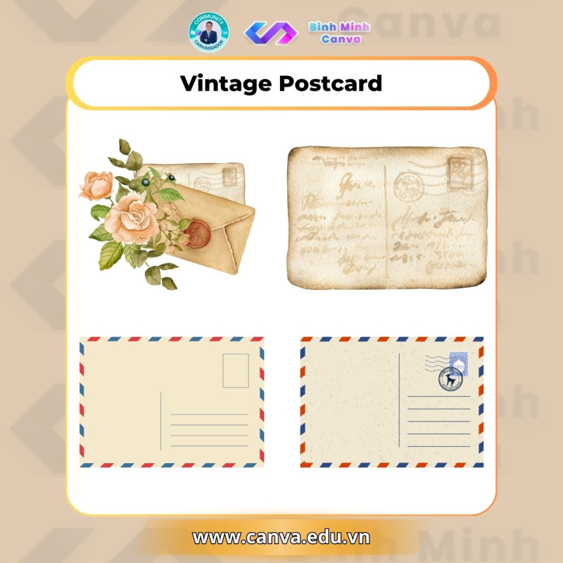 Bình Minh Canva - Từ khóa chủ đề Vintage - Vintage Postcard