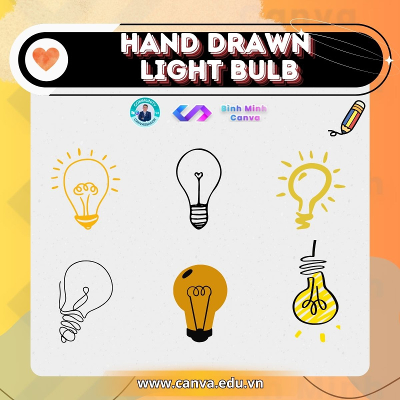 Bình Minh Canva - Từ khóa chủ đề Hand Drawn - Hand Drawn Light Bulb