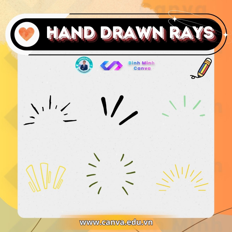 Bình Minh Canva - Từ khóa chủ đề Hand Drawn - Hand Drawn Rays
