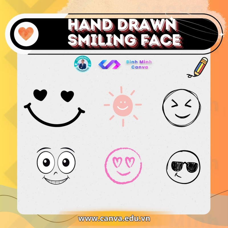 Bình Minh Canva - Từ khóa chủ đề Hand Drawn - Hand Drawn Smiling Face