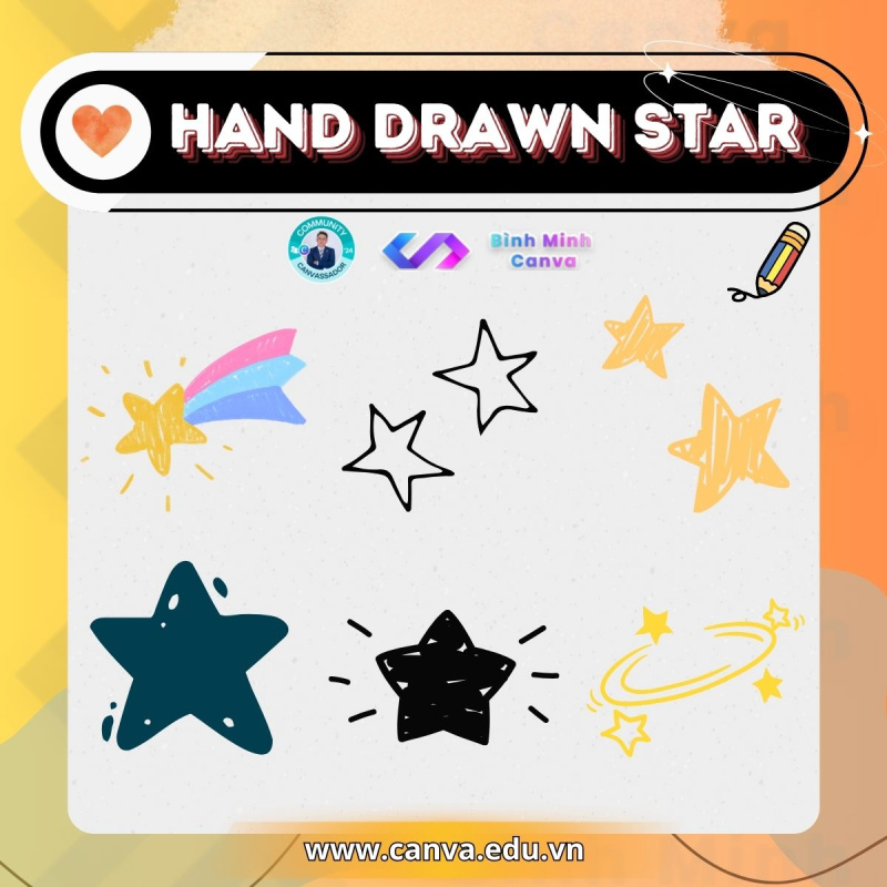Bình Minh Canva - Từ khóa chủ đề Hand Drawn - Hand Drawn Star
