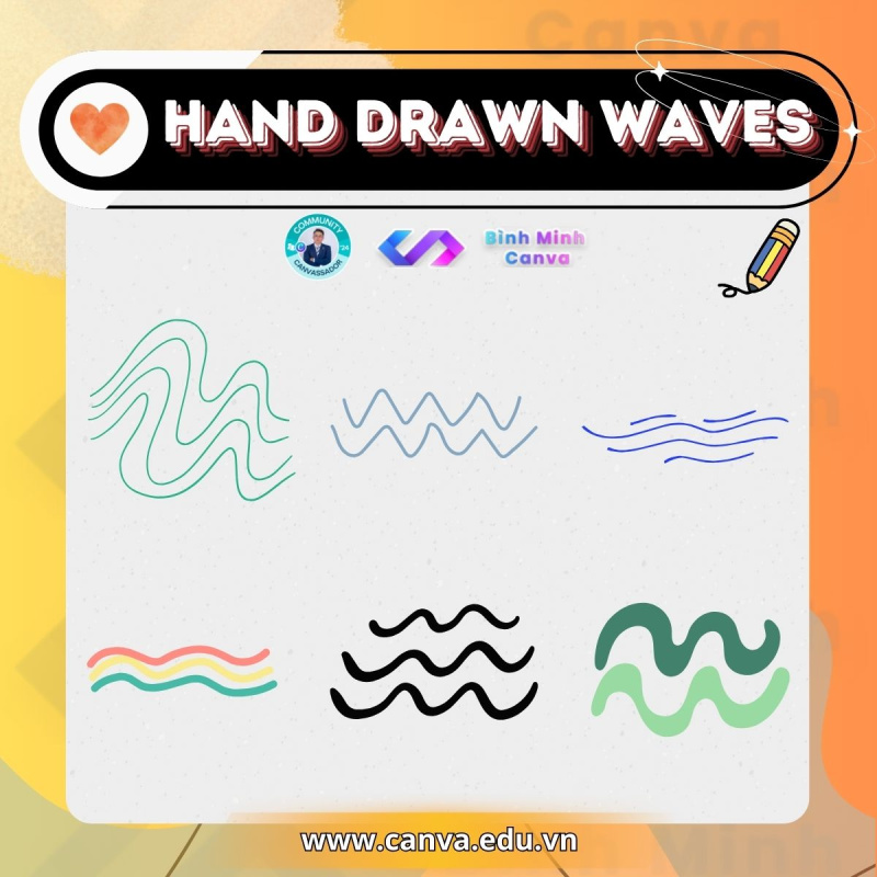 Bình Minh Canva - Từ khóa chủ đề Hand Drawn - Hand Drawn Waves