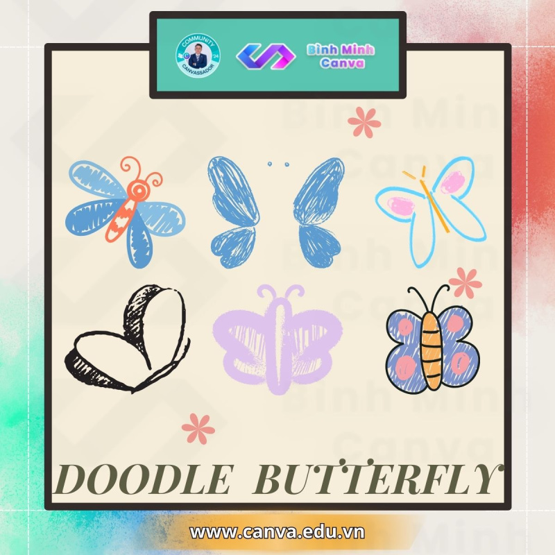 Bình Minh Canva - Từ khóa Doodle Butterfly