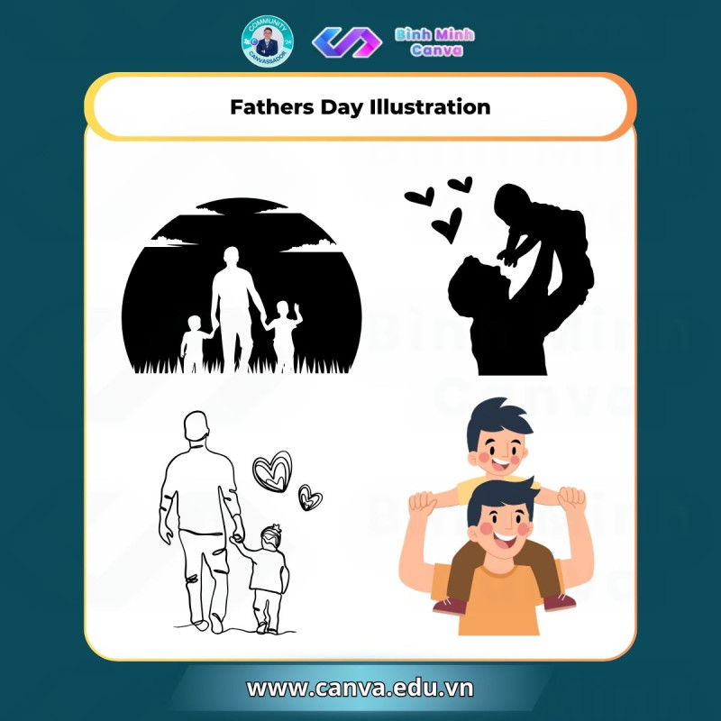 Bình Minh Canva - Từ khóa Fathers Day Illustration