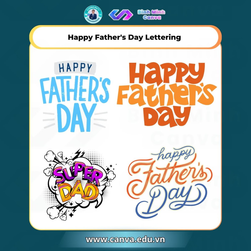 Bình Minh Canva - Từ khóa Happy Father's Day Lettering