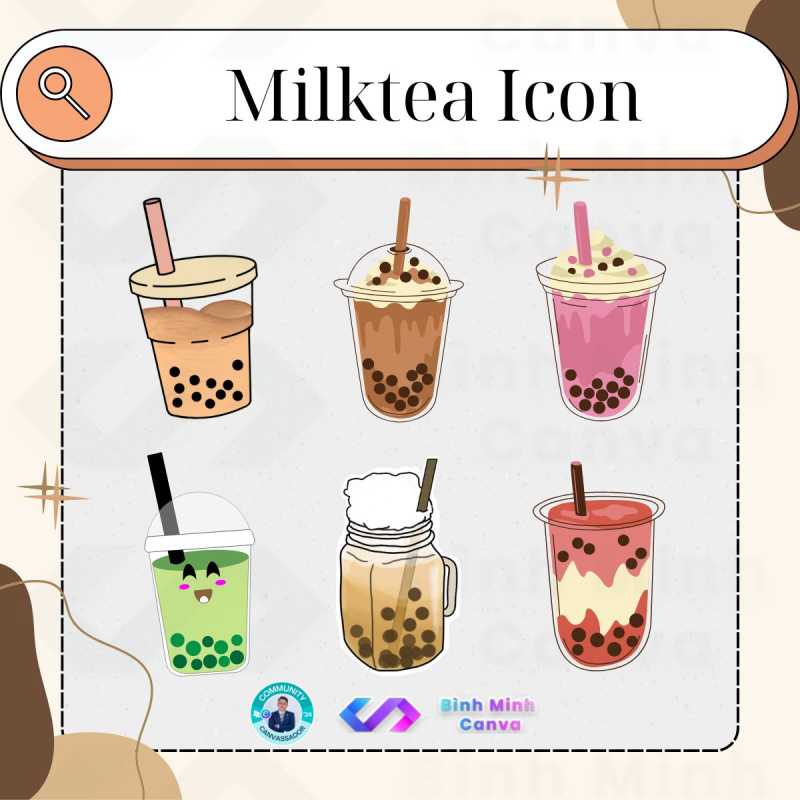 Bình Minh Canva - Từ khóa Milktea Icon