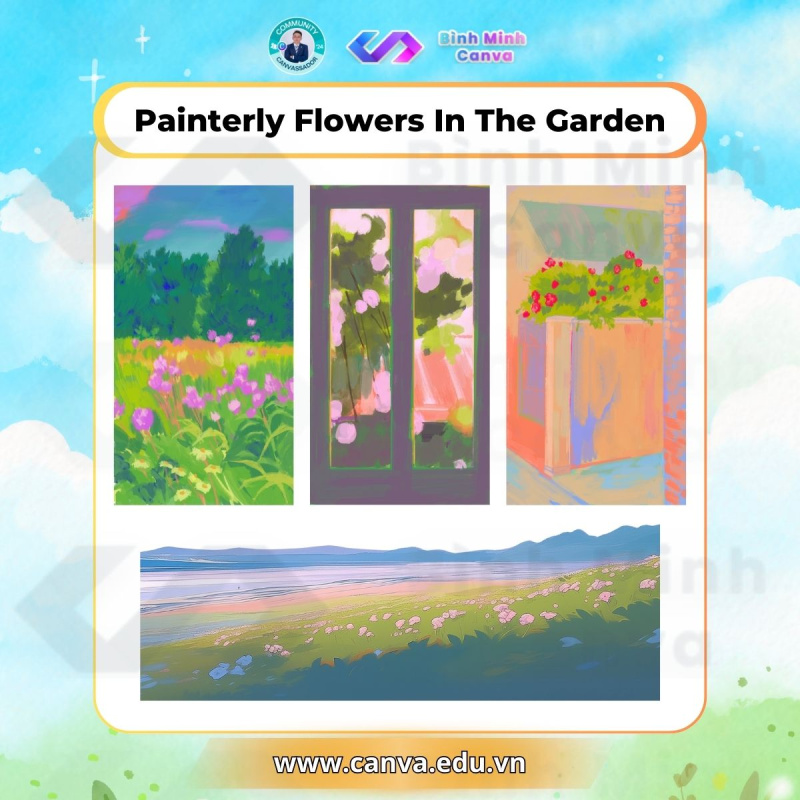 Bình Minh Canva - Từ khóa Painterly Flowers In The Garden