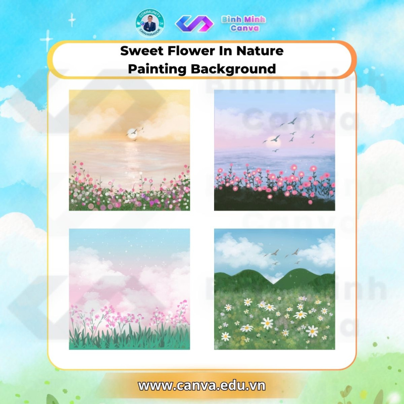 Bình Minh Canva - Từ khóa Sweet Flower In Nature Painting Background