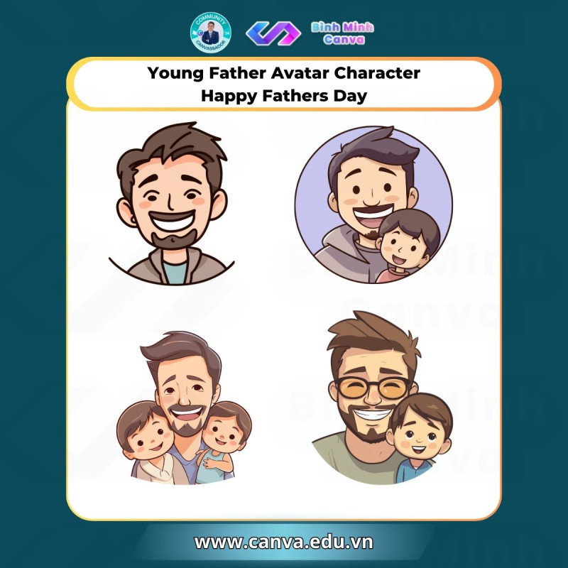 Bình Minh Canva - Từ khóa Young Father Avatar Character Happy Fathers Day